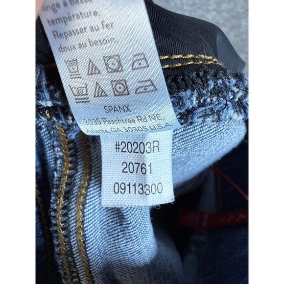 SPANX Blue Distressed Denim Jeans Womens Size M Skinny Leg Raw Hem Ankle 20203R - Picture 11 of 14
